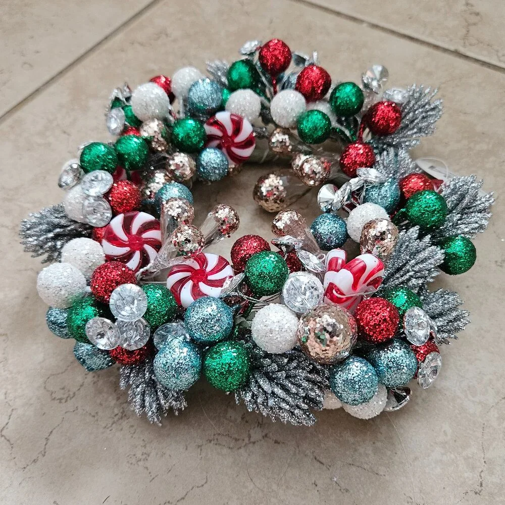 RARE SALZBURG CREATIONS PEPPERMINT DREAMS JEWELED CHRISTMAS CANDLE HOLDER RING